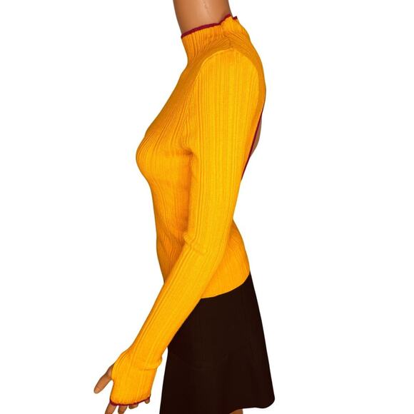 BDG Kiara Open back ribbed knit Sweater size Small Yellow/Magenta - Picture 9 of 9
